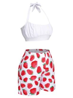 [Plus Size] 1930s Halter Strawberry Swimsuit Set -Women's Fashion Sales SCXL000142 MC 01 3 compressed