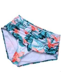 [Plus Size] Green 1950s Strap Floral Ruffles Swimsuit -Women's Fashion Sales SCXL000144 6 compressed