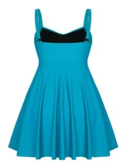 [Plus Size] 1950s Spaghetti Strap Solid Swimsuit -Women's Fashion Sales SCXL000148 3 compressed