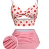 [Pre-Sale] Pink 1960s Strawberry Plaid Halter Swimsuit -Women's Fashion Sales SCXL000173 01