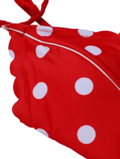 Red 1950s Polka Dot Shoulder Tie Swimsuit -Women's Fashion Sales SCXL000177 4