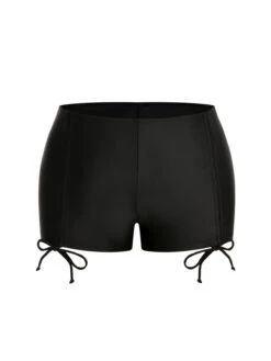 [Plus Size] Black & White 1960s Geometric Lace-Up Swimsuit -Women's Fashion Sales SCXL000181 B 01 3