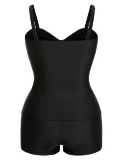 [Plus Size] Black & White 1960s Geometric Lace-Up Swimsuit -Women's Fashion Sales SCXL000181 B 01 6