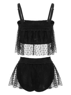 [Plus Size] Black 1950s Strap Mesh Swimsuit -Women's Fashion Sales SCXL000182 B 01 4 compressed