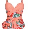 [Plus Size] 1940s Strap Flowers One-Piece Swimsuit -Women's Fashion Sales SCXL000186 01