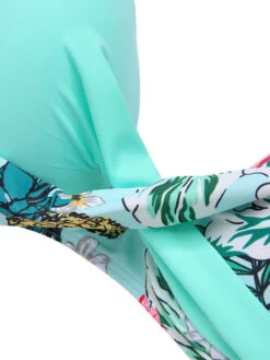 [Plus Size] 1940S Tropical Plant Patchwork Lace-Up Swimsuit -Women's Fashion Sales SCXL000187 10