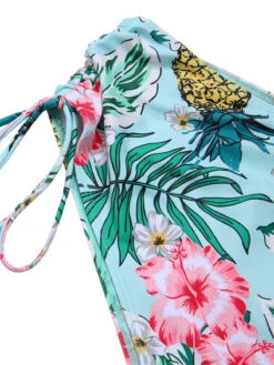 [Plus Size] 1940S Tropical Plant Patchwork Lace-Up Swimsuit -Women's Fashion Sales SCXL000187 11