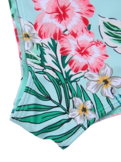 [Plus Size] 1940S Tropical Plant Patchwork Lace-Up Swimsuit -Women's Fashion Sales SCXL000187 12