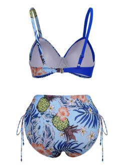 [Plus Size] 1940S Tropical Plant Patchwork Lace-Up Swimsuit -Women's Fashion Sales SCXL000187 15