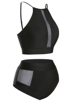 [Plus Size] 1940s Leopard Mesh Patchwork Swimsuit -Women's Fashion Sales SCXL000188 1 2