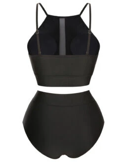 [Plus Size] 1940s Leopard Mesh Patchwork Swimsuit -Women's Fashion Sales SCXL000188 1 3