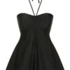 [Plus Size] Black 1940s Solid Bandeau Halter Skirt Swimsuit -Women's Fashion Sales SCXL000190 1