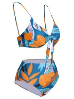 [Plus Size] 1940s Spaghetti Strap Print Swimsuit & Cover-Up -Women's Fashion Sales SCXL000191 1 2 compressed