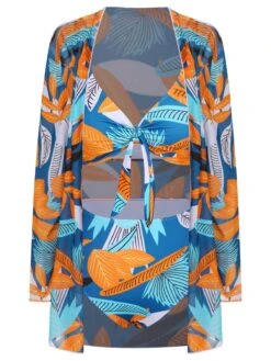 [Plus Size] 1940s Spaghetti Strap Print Swimsuit & Cover-Up -Women's Fashion Sales SCXL000191 1 4 compressed