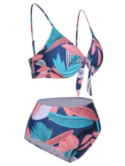 [Plus Size] 1940s Spaghetti Strap Print Swimsuit & Cover-Up -Women's Fashion Sales SCXL000191 2 2 compressed