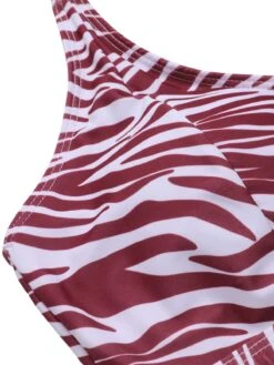 [Plus Size] 1940s Zebra Print Cutout Halter Swimsuit -Women's Fashion Sales SCXL000192 10