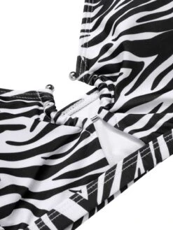 [Plus Size] 1940s Zebra Print Cutout Halter Swimsuit -Women's Fashion Sales SCXL000192 17