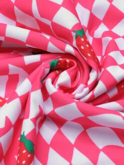 Pink 1960s Strawberry Plaid One-Piece Swimsuit -Women's Fashion Sales SCXL000195 6