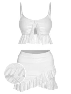 1950s Spaghetti Strap Solid Ruffles Swimsuit & Cover-Up -Women's Fashion Sales SCXL000212 01