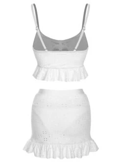 1950s Spaghetti Strap Solid Ruffles Swimsuit & Cover-Up -Women's Fashion Sales SCXL000212 3