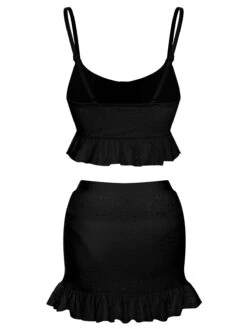 1950s Spaghetti Strap Solid Ruffles Swimsuit & Cover-Up -Women's Fashion Sales SCXL000212 B 3