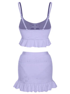 1950s Spaghetti Strap Solid Ruffles Swimsuit & Cover-Up -Women's Fashion Sales SCXL000212 PU 3