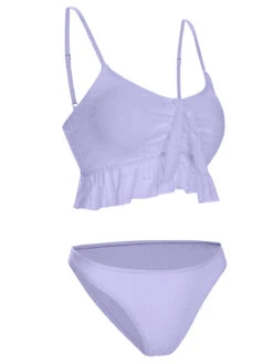 1950s Spaghetti Strap Solid Ruffles Swimsuit & Cover-Up -Women's Fashion Sales SCXL000212 PU 5