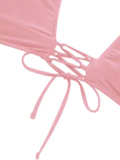 1950s Solid Ruffle Lace-Up V-Neck Swimsuit -Women's Fashion Sales SCXL000218 P 5