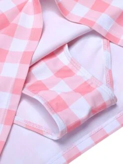 Pink 1950s Halter Plaids Bow Swimsuit -Women's Fashion Sales SCXL000223 6 compressed