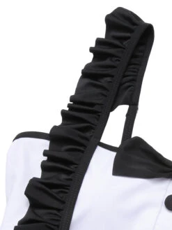 Black 1960s Maid Ruffle Strap Swimsuit -Women's Fashion Sales SCXL000231 4