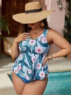 [Plus Size] Blue 1950s Floral Swimsuit -Women's Fashion Sales SCXL000243 BL 5