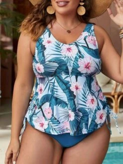 [Plus Size] Blue 1950s Floral Swimsuit -Women's Fashion Sales SCXL000243 BL 6