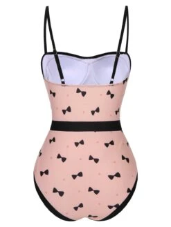 Pink 1950s Bow Polka Dots Print One-Piece Swimsuit -Women's Fashion Sales SCXL000250 3 compressed