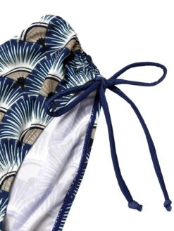 Blue 1930s Ancient Fan Lace-Up Bikini Set -Women's Fashion Sales SCXL000257 5