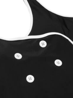 [Pre-Sale] Black & White 1960s Solid Contrast Binding Swimsuit -Women's Fashion Sales SCXL000271 4