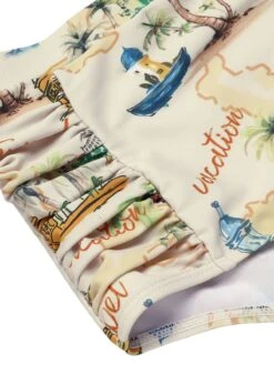 Yellow 1970s Retro Architectural Pattern Halter Swimsuit -Women's Fashion Sales SCXL000273 5