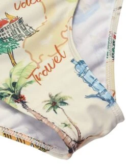 Yellow 1970s Retro Architectural Pattern Halter Swimsuit -Women's Fashion Sales SCXL000273 6