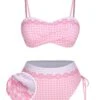 [Pre-Sale] Pink 1950s Spaghetti Strap Heart Plaids Swimsuit -Women's Fashion Sales SCXL000282 01 compressed