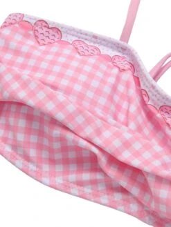 [Pre-Sale] Pink 1950s Spaghetti Strap Heart Plaids Swimsuit -Women's Fashion Sales SCXL000282 4 compressed