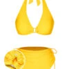 [Pre-Sale] Yellow 1970s Lace-Up Halter Bikini Set -Women's Fashion Sales SCXL000288 01