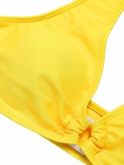 [Pre-Sale] Yellow 1970s Lace-Up Halter Bikini Set -Women's Fashion Sales SCXL000288 4