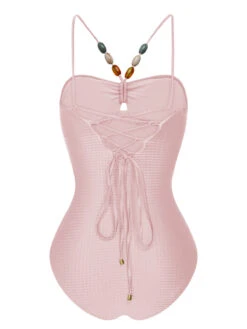 1960s Solid Textured Bandeau Halter Swimsuit -Women's Fashion Sales SCXL000312 10