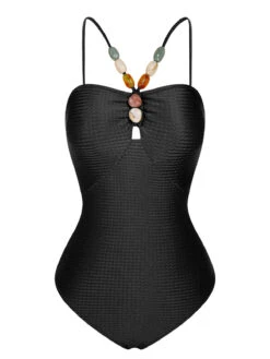 1960s Solid Textured Bandeau Halter Swimsuit -Women's Fashion Sales SCXL000312 5