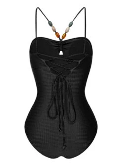 1960s Solid Textured Bandeau Halter Swimsuit -Women's Fashion Sales SCXL000312 6