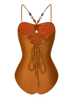 1960s Solid Textured Bandeau Halter Swimsuit -Women's Fashion Sales SCXL000312 8