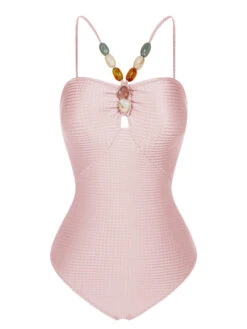 1960s Solid Textured Bandeau Halter Swimsuit -Women's Fashion Sales SCXL000312 9