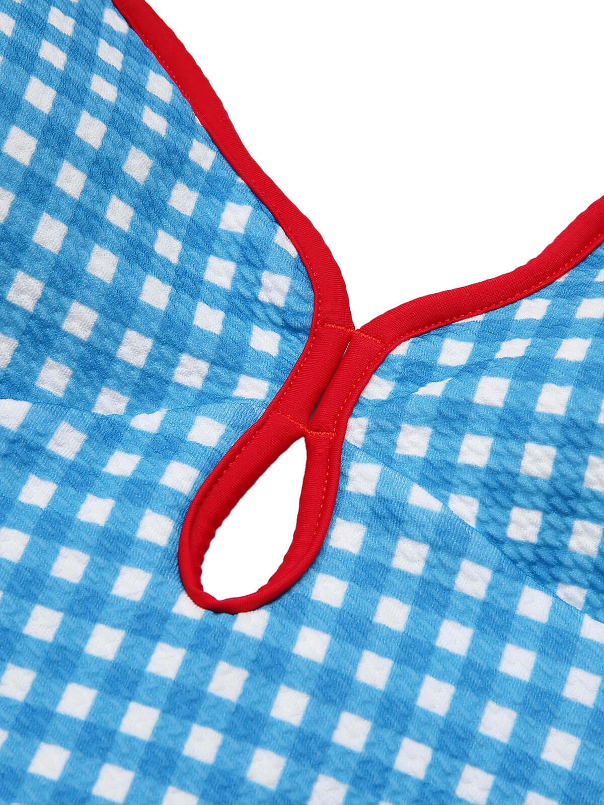 Blue 1950s Plaid Sling One-Piece Swimsuit 5 Blue 1950s Plaid Sling One-Piece Swimsuit - Image 4