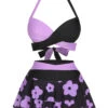 1950s Color Block Floral Halter Swimsuit -Women's Fashion Sales SCXL000325 1