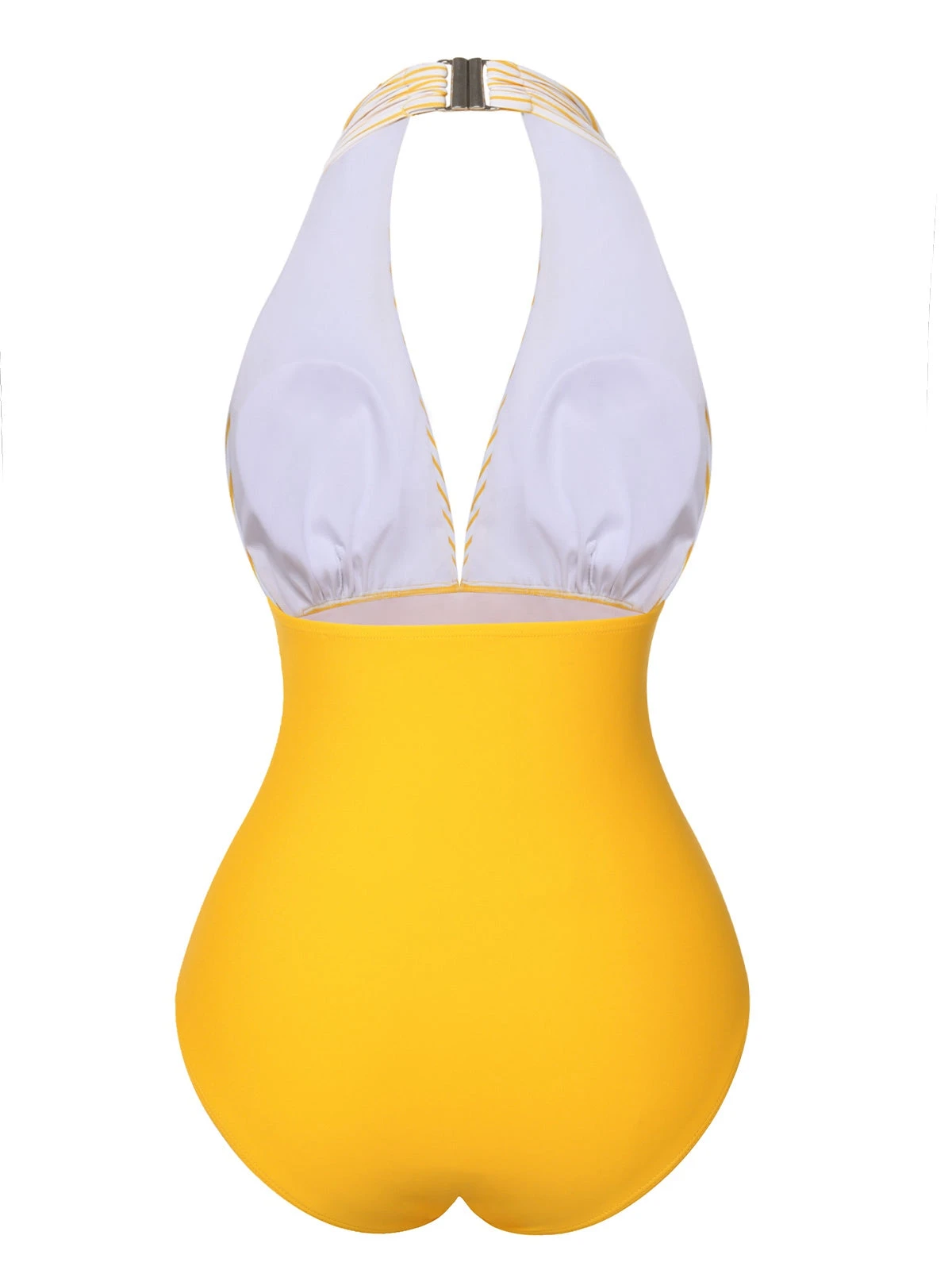 Yellow 1950s Halter Striped Patchwork Swimsuit 6 Yellow 1950s Halter Striped Patchwork Swimsuit - Image 4