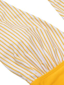 Yellow 1950s Halter Striped Patchwork Swimsuit 13 Yellow 1950s Halter Striped Patchwork Swimsuit -Women's Fashion Sales SCXL000328 4